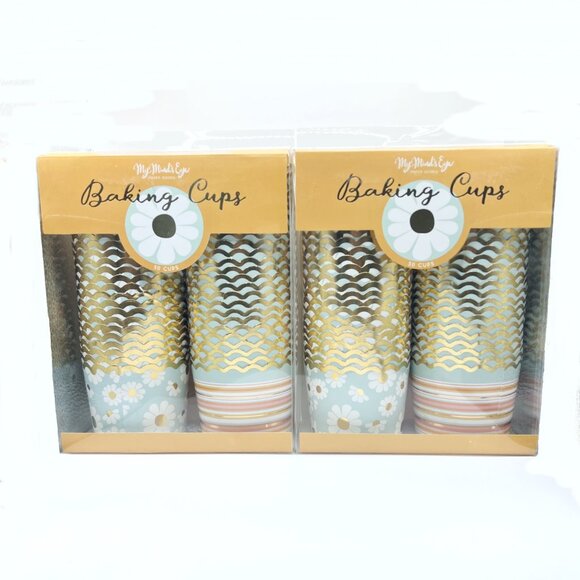 NEW My Minds Eye Gold Foiled Daisies and Stripes Baking Cups - 50 Count - Picture 3 of 6